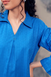 Dobby Cambric Royal Blue 2 PC